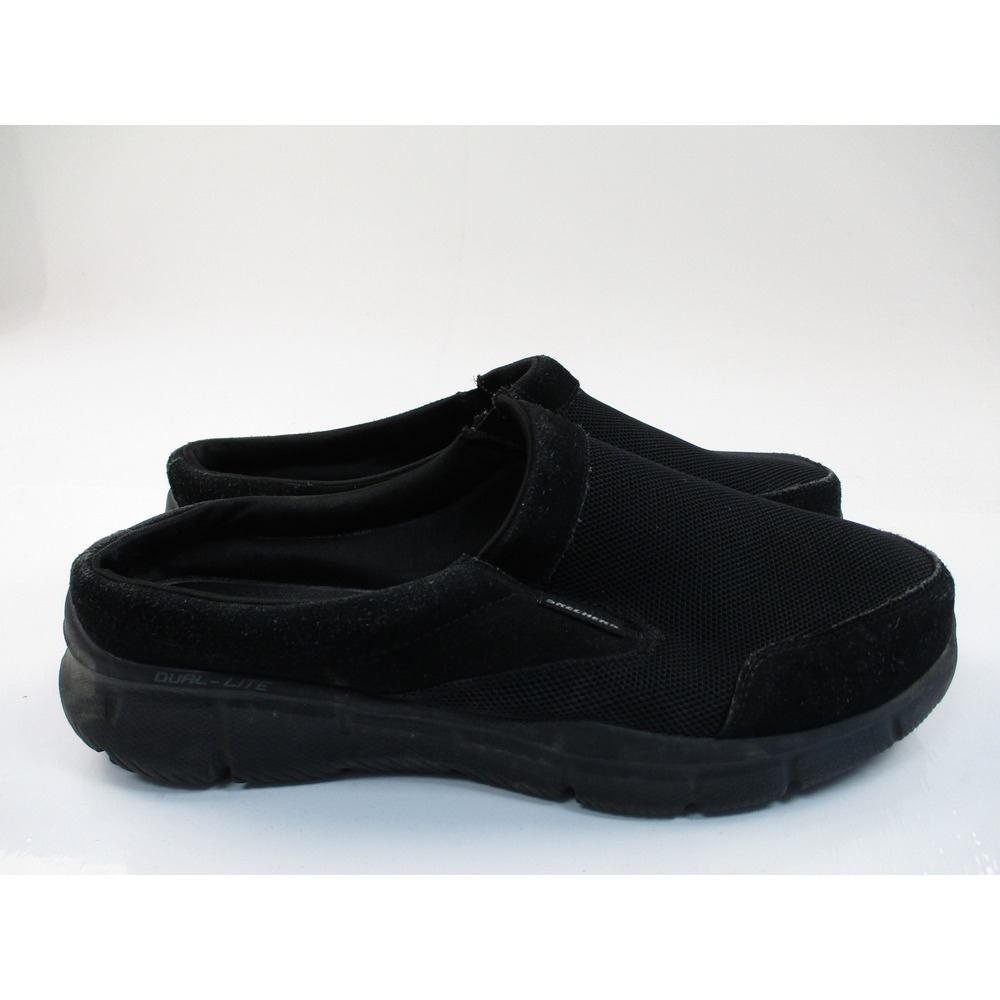 Skechers Mules Mens 11 Black Wide Fit Memory Foam Dual-Lite Slip On Clogs